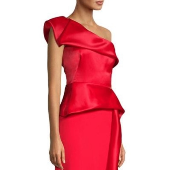 MARCHESA One-Shoulder Slit Column Gown - Picture 6 of 6